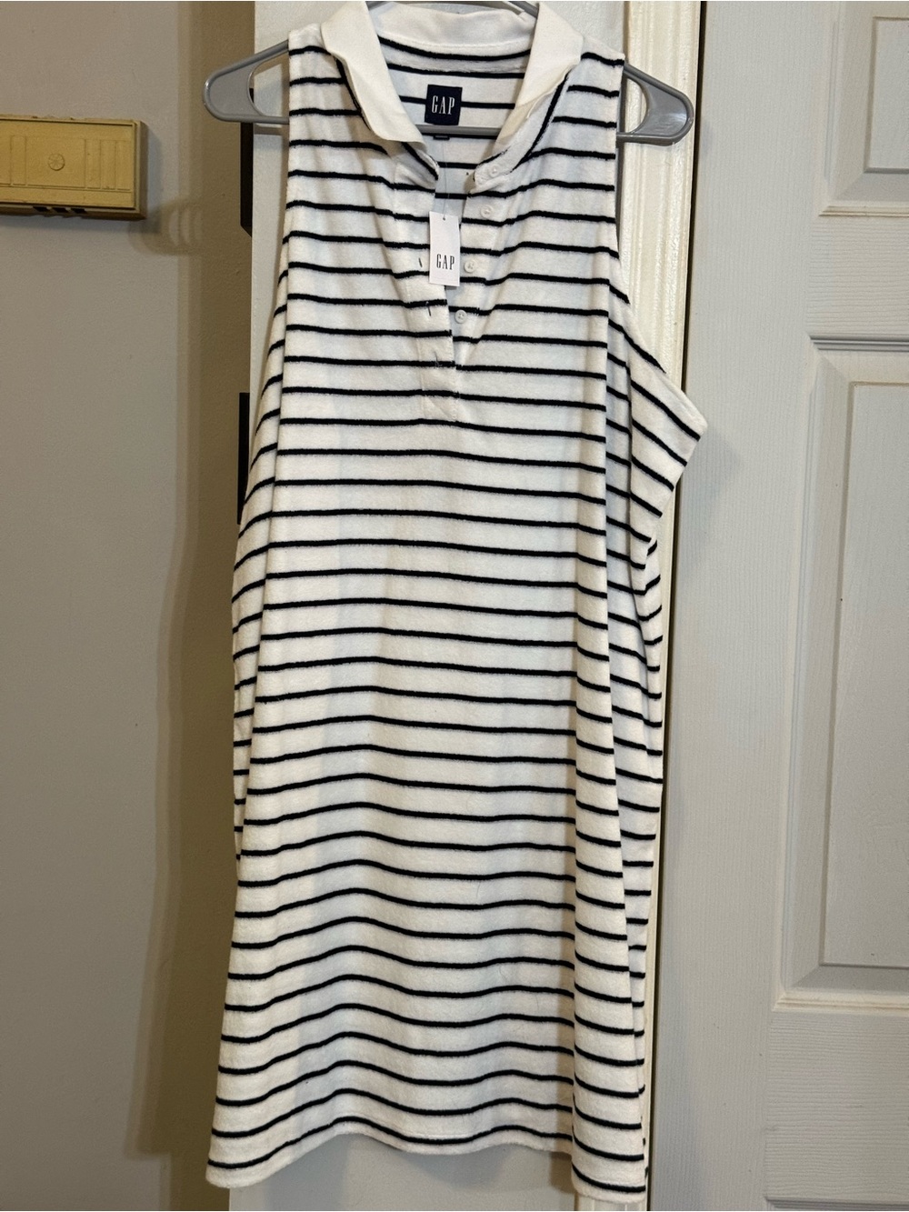 NWT GAP Women's White & Black Striped Polo Dress Sz XXL
